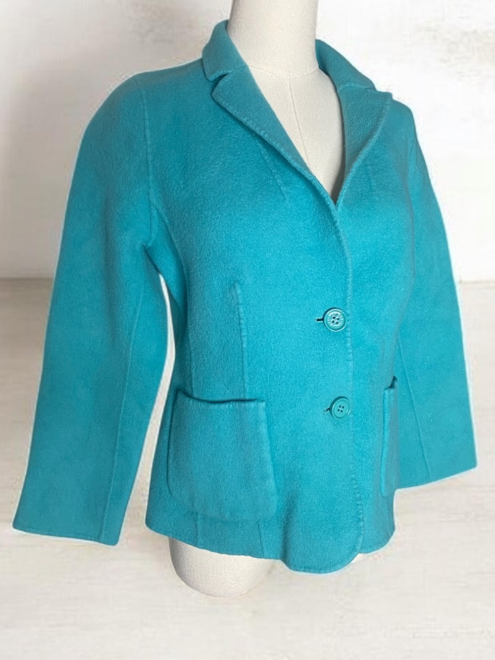 Talbots Teal Blue Boiled Wool Blend Blazer Jacket Size 14 - NWT (No Tags